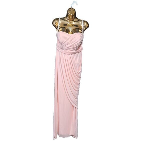 DAVID'S BRIDAL Pink Mesh Grecian Inspired Draped Formal Dress Gown SZ: 8 - Picture 1 of 16